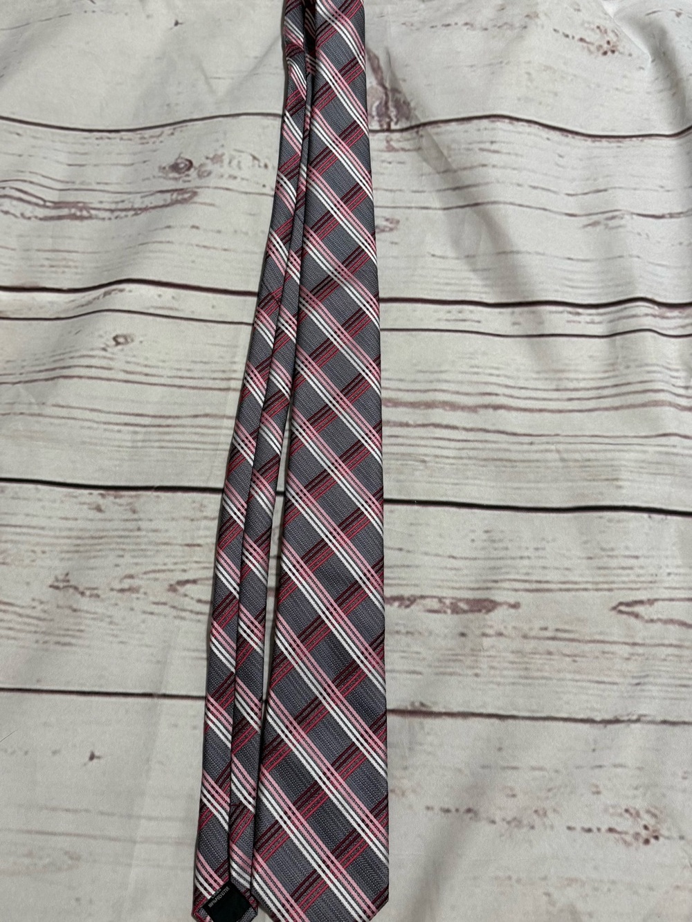 Bespoke Gray and Pink Plaid Silk Tie